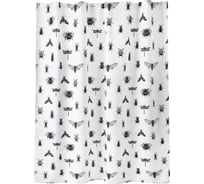 Занавеска для ванной комнаты Moroshka Buzz Fauna тканевая, 200x200 см., цвет белый черный 927-301-01