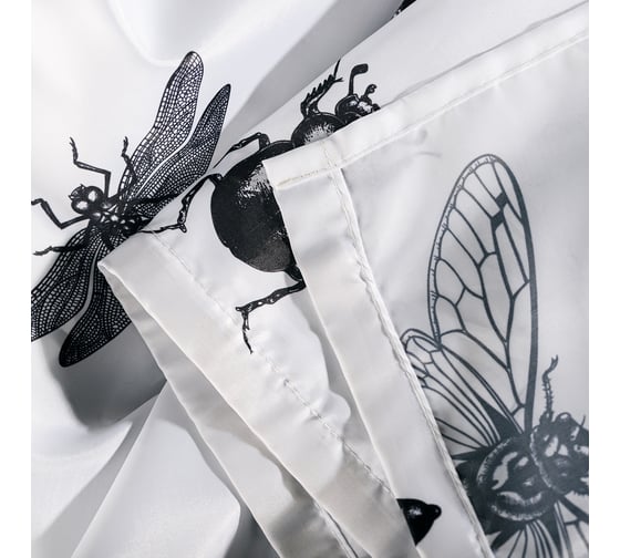 Занавеска для ванной комнаты Moroshka Buzz Fauna тканевая, 200x200 см., цвет белый черный 927-301-01
