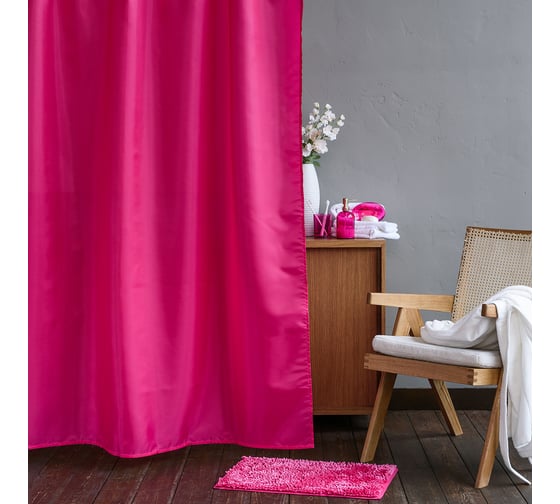 Занавеска для ванной комнаты Moroshka Bright Colors тканевая, 180x180 см., цвет розовый 917-301-04