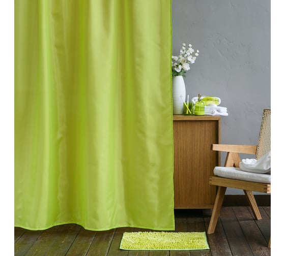 Занавеска для ванной комнаты Moroshka Bright Colors тканевая, 180x180 см., цвет зеленый 917-301-01