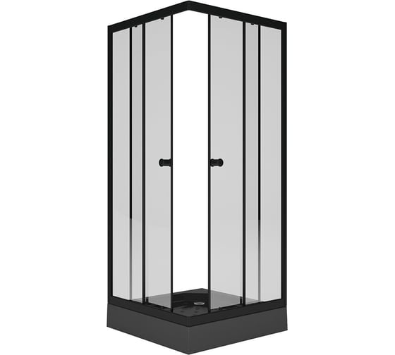 Душевой уголок MELODIA Square 80x80x175, стекло прозрачное, 4 мм., черный профиль 59223