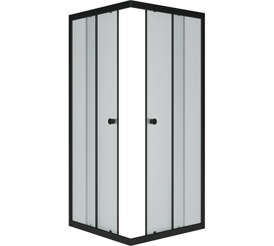 Душевой уголок MELODIA Square 90x90x175, стекло матовое, 4 мм., черный профиль 59226 1