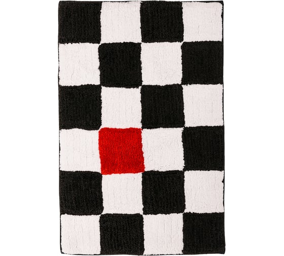 Мягкий коврик для ванной комнаты Moroshka Race 50x80 см., цвет белый черный 914-303-01