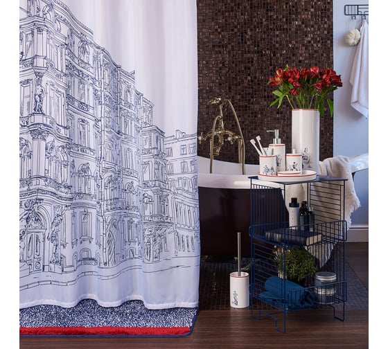 Мягкий коврик для ванной комнаты Moroshka ProPiter 50x80 см., цвет синий белый красный 937-303-01