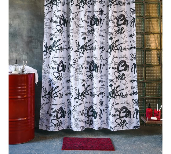 Мягкий коврик для ванной комнаты Moroshka Graffity 40x60 см., цвет красный черный 916-303-01