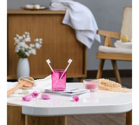 Стакан для зубных щеток Moroshka Bright Colors 8x8х10,5 см., цвет розовый 917-312-04