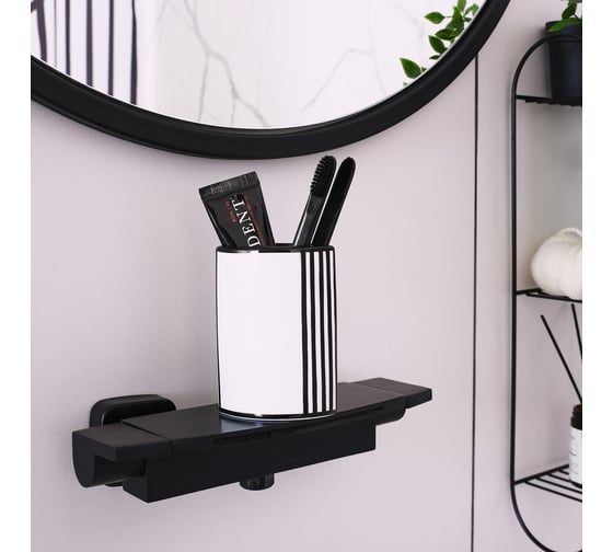 Стакан для зубных щеток Moroshka Grafica 5x8,5x12 см., цвет белый черный 935-312-01