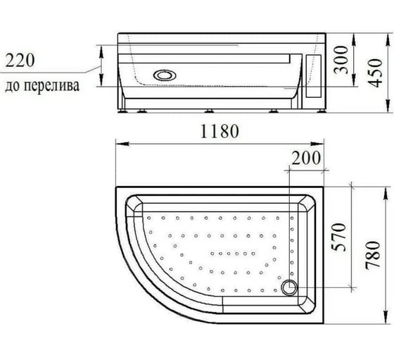 Высокий поддон Радомир к душевому углу Соул 2 120x80 1-11-0-2-0-009