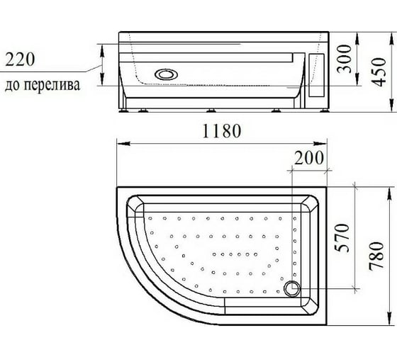 Высокий поддон Радомир к душевому углу Соул 2 120x80 1-11-0-1-0-009