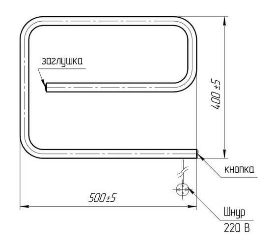 Электрический полотенцесушитель Тера Е-образный, 400x500 ПСН-21-01