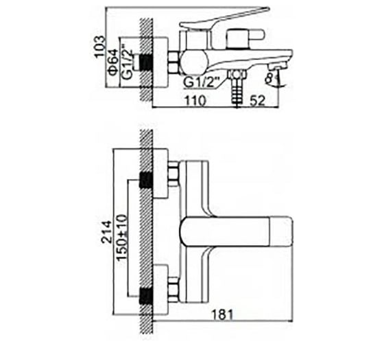Смеситель для ванны и душа WISENT WG3275B