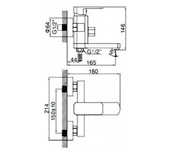 Смеситель для ванны и душа WISENT WG3233B