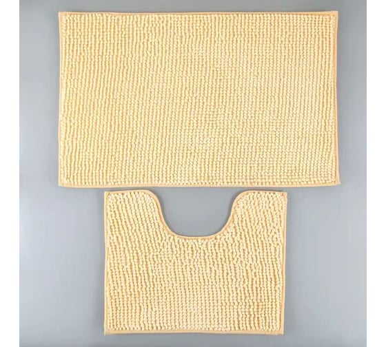 Набор ковриков для ванны и туалета Доляна "Букли" 2 шт., 40х50, 50х80 см, цвет бежевый 2582164 1