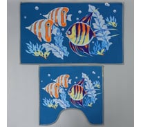 Набор ковриков для ванны и туалета Доляна "Подводный мир" 2 шт., 45х48, 48х78 см 2987279