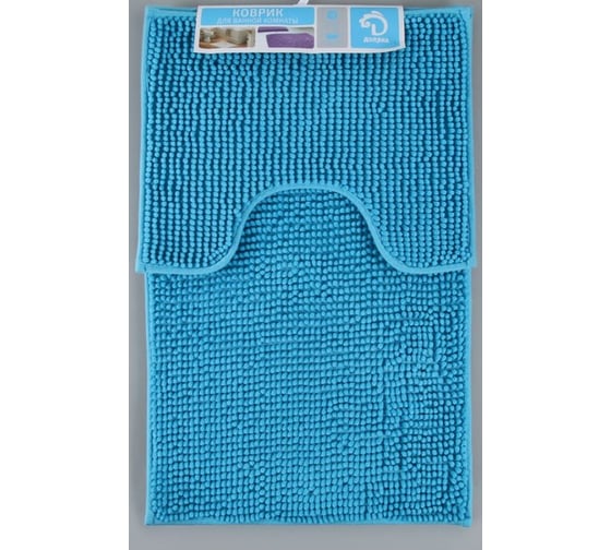 Набор ковриков для ванны и туалета Доляна "Букли" 2 шт., 40х50, 50х80 см, цвет синий 2582165 1