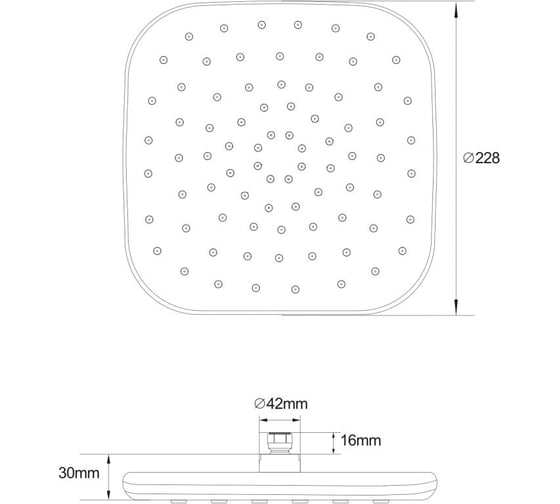 Верхний душ AV Engineering квадратный, 240x240 мм AVSSS-057