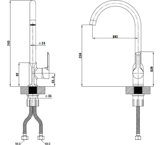 Смеситель для кухни ESKO Sorrento white высокий, поворотный SR 519W