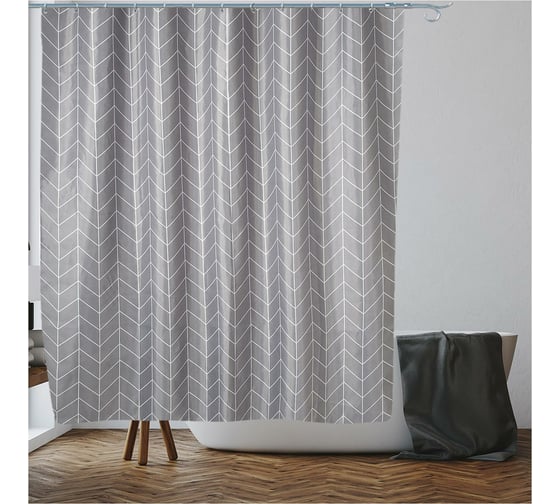 Шторка для ванной PERFECTO LINEA Harmony 180x180 см, геометрия серая 36-118014 1