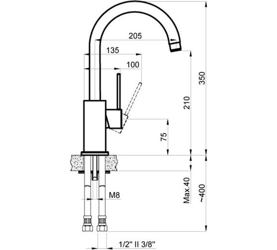 Смеситель для кухни черный Azario TASCO AZ-151644334 00072174
