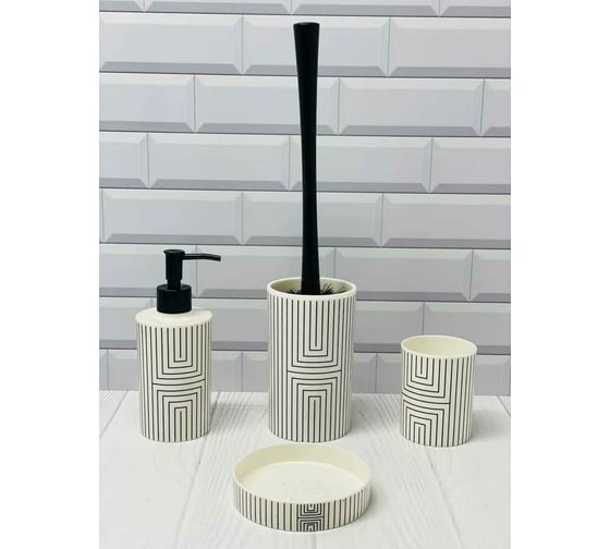 Ерш для туалета Swensa NORDEN белый/черный, пластик SWP-7024BLK-05