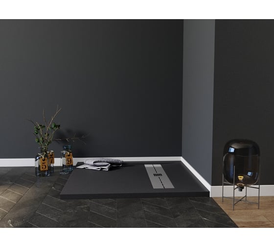 Литьевой поддон Aquanet Delight NEW 1200х900х30 мм, крышка из нерж, черный камень 008.1B 00260112
