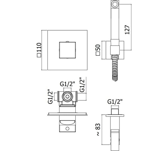 Смеситель с гигиеническим душем Paffoni KITDUP112NO 00285854