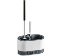 Ершик силиконовый для туалета URM с настенной подставкой, 41x21 см, бело-серый  D01369