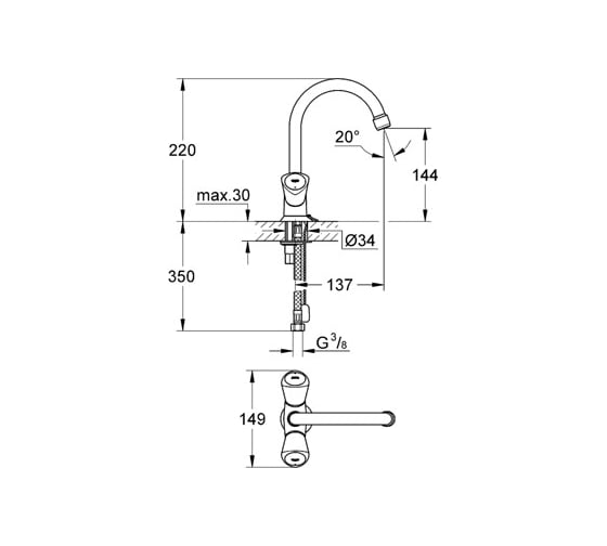 Смеситель для раковины GROHE COSTA S 21338001