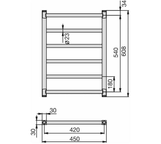 Полотенцесушитель Zehnder Stalox 450x30x608 цвет-полированная нержавеющая сталь  STXI-060-045