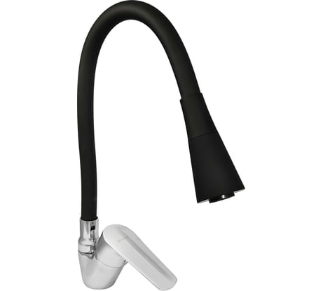 Смеситель для мойки Juguni одноручный, с гибким изливом, 2 режима (черный), гайка 0402.146