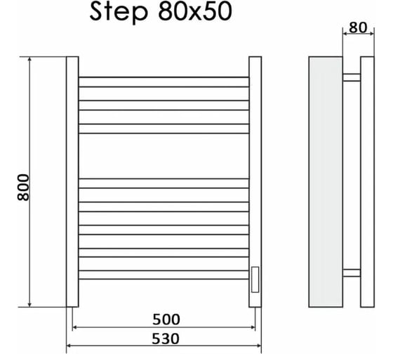 Электрический полотенцесушитель Ника кабельный STEP-2 80/50 RAL9016 белый матовый правый тэн STEP-2 80/50 бел мат прав