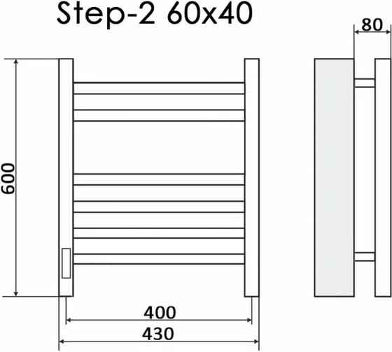 Электрический полотенцесушитель Ника кабельный STEP-2 60/40 RAL9016 белый матовый левый тэн STEP-2 60/40 бел мат лев