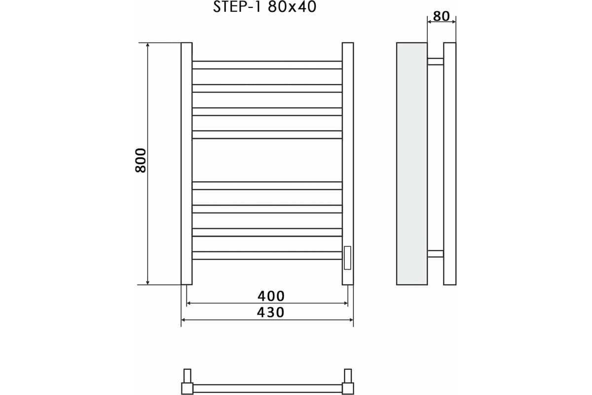 Электрический полотенцесушитель Ника кабельный STEP-1 80/40 RAL9016 .