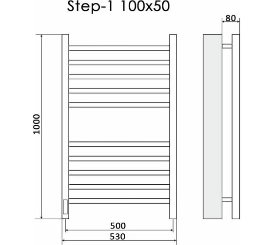 Электрический полотенцесушитель Ника кабельный STEP-1 100/50 RAL9016 белый матовый правый тэн STEP-1 100/50 бел мат прав