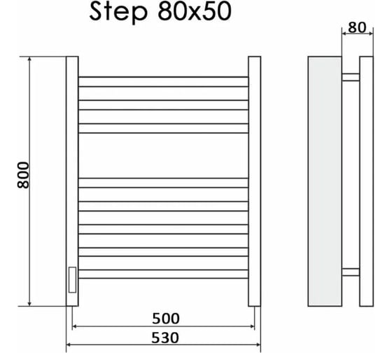 Электрический полотенцесушитель Ника кабельный STEP-2 80/50 RAL9016 белый матовый левый тэн STEP-2 80/50 бел мат лев