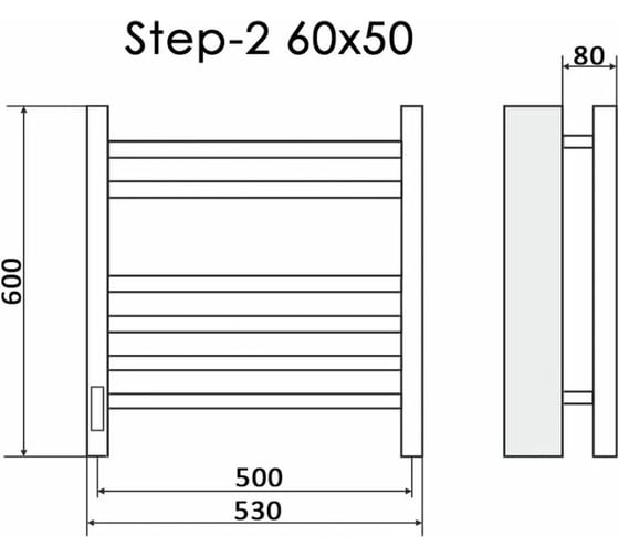 Электрический полотенцесушитель Ника кабельный STEP-2 60/50 RAL9016 белый матовый, левый тэн STEP-2 60/50 бел мат лев