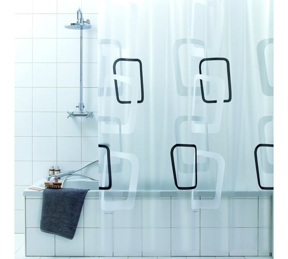 Шторка в ванную комнату Bacchetta 180x200 см, Quadry nero 3509 1