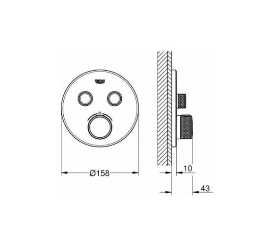 Смеситель для ванны/душа GROHE GRT SmCtr THM холодный рассвет глянец 29119GL0