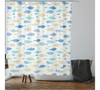 Штора для ванной комнаты PERFECTO LINEA Secret 180x180 см, с кольцами, рыбки 36-118007