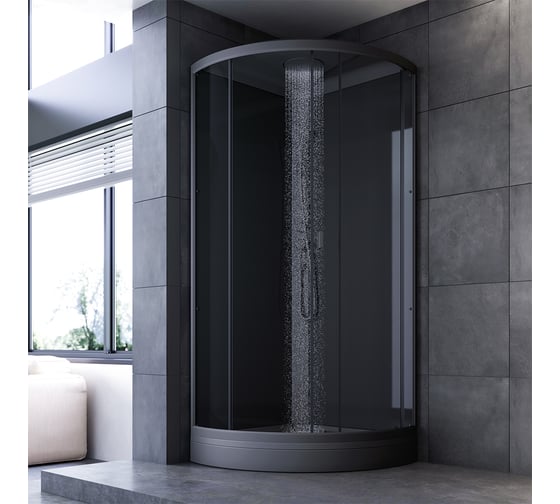 Душевая кабина AM.PM Gem 90x90, 1/4 круга, профиль черный, стекло прозрачное W90C-401-090BT