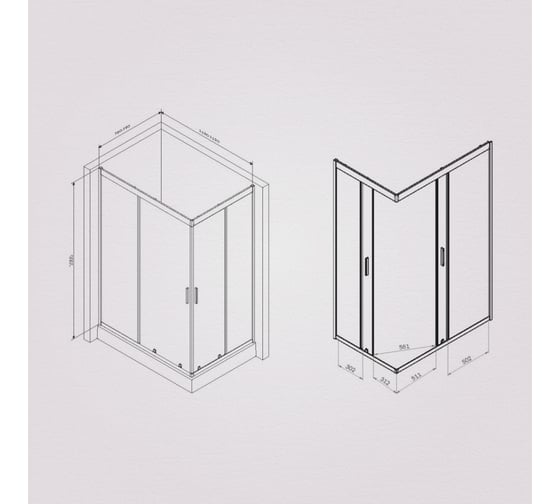 Душевое ограждение AM.PM Gem Twin Slide 120x80, профиль черный мат., стекло W90G-404-120280-BT