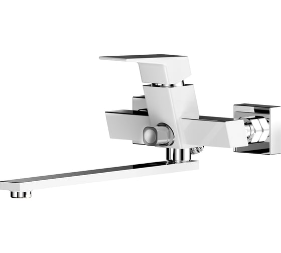 Смеситель для ванны и умывальника ARGOTECH GRANO NEW хром/белый, d-35, керамбукса, L-обр. излив 290 мм 43494