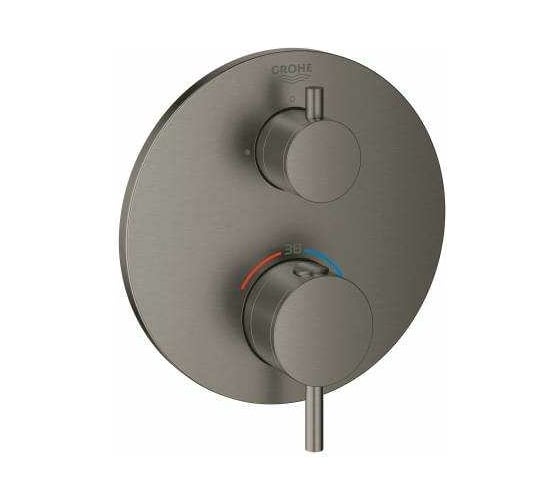 Термостат для душа GROHE GRT Atrio круглая розетка, темный графит матовый 24134AL3