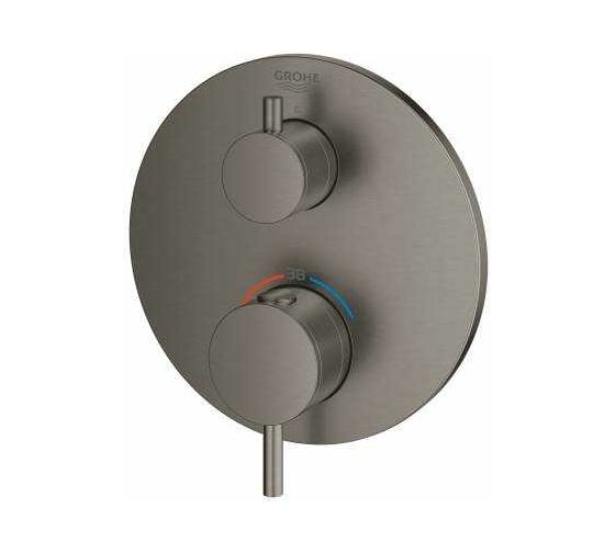 Термостат для душа GROHE GRT Atrio круглая розетка, темный графит матовый 24134AL3