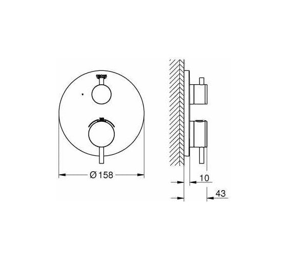 Термостат для душа GROHE GRT Atrio круглая розетка, темный графит матовый 24134AL3
