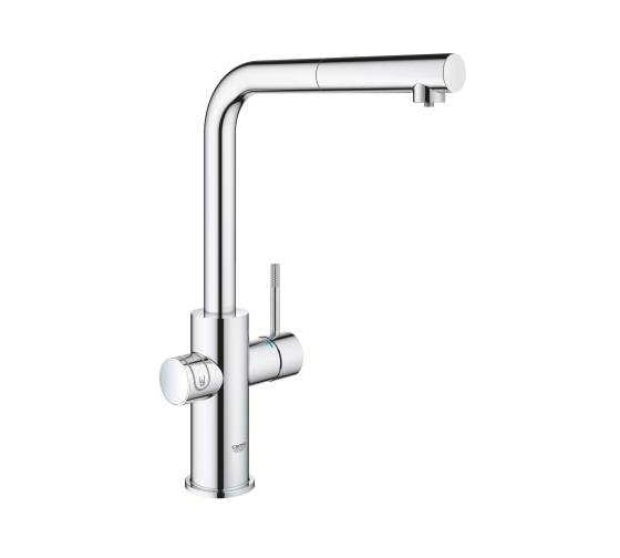 Комплект для кухни GROHE Blue Home смеситель с выдвижным L-изливом, с функциями фильтрации, охлаждения и газирования воды, Wi-Fi интерфейс 31539000