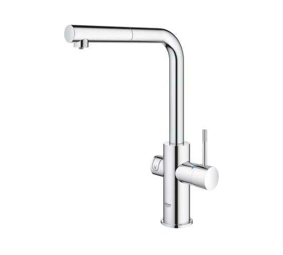 Комплект для кухни GROHE Blue Home смеситель с выдвижным L-изливом, с функциями фильтрации, охлаждения и газирования воды, Wi-Fi интерфейс 31539000