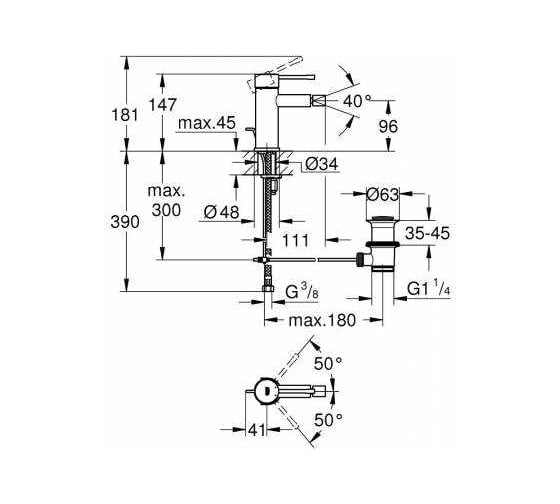 Смеситель для биде GROHE Essence+ уменьшенный, теплый закат глянец 32935DA1