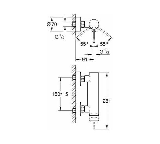 Смеситель для душа GROHE Essence+ темный графит глянец 33636A01