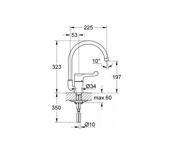 Смеситель для мойки GROHE Euroeco Special высокий 33912000